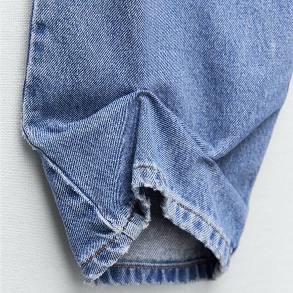 Zara Luna Mid Rise Gathered Detail Washed Effect Straight Jeans - Picture 3 of 9